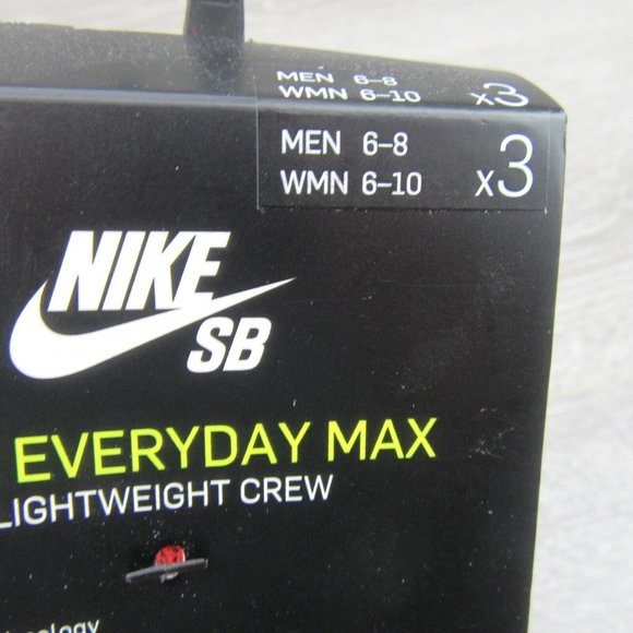 Nike SB Everyday Max Crew Socks (3 Pairs) Mens Size 6-8 / Womens Size 8-10 NEW - Picture 4 of 11